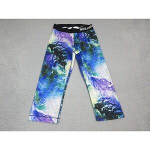 Nike Pro Capri Pants Womens M Multicolor Tie Dye Compression Leggings Athletic